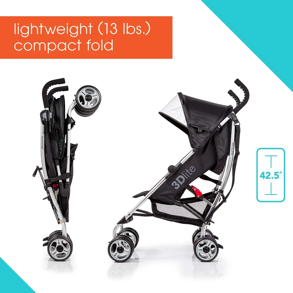 3Dlite Convenience Stroller Black – Lightweight with Aluminum Frame Large S... - Image 2 of 4