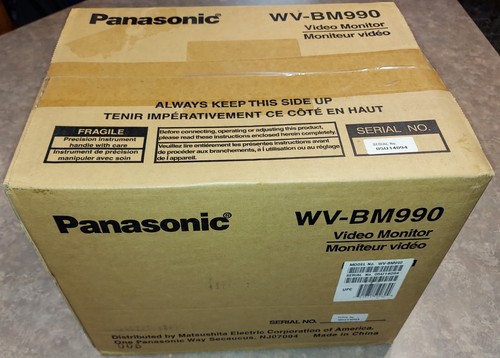 Panasonic WV-BM990 9 Inch B/W Video Monitor, 800 Lines, New Sealed In Box!