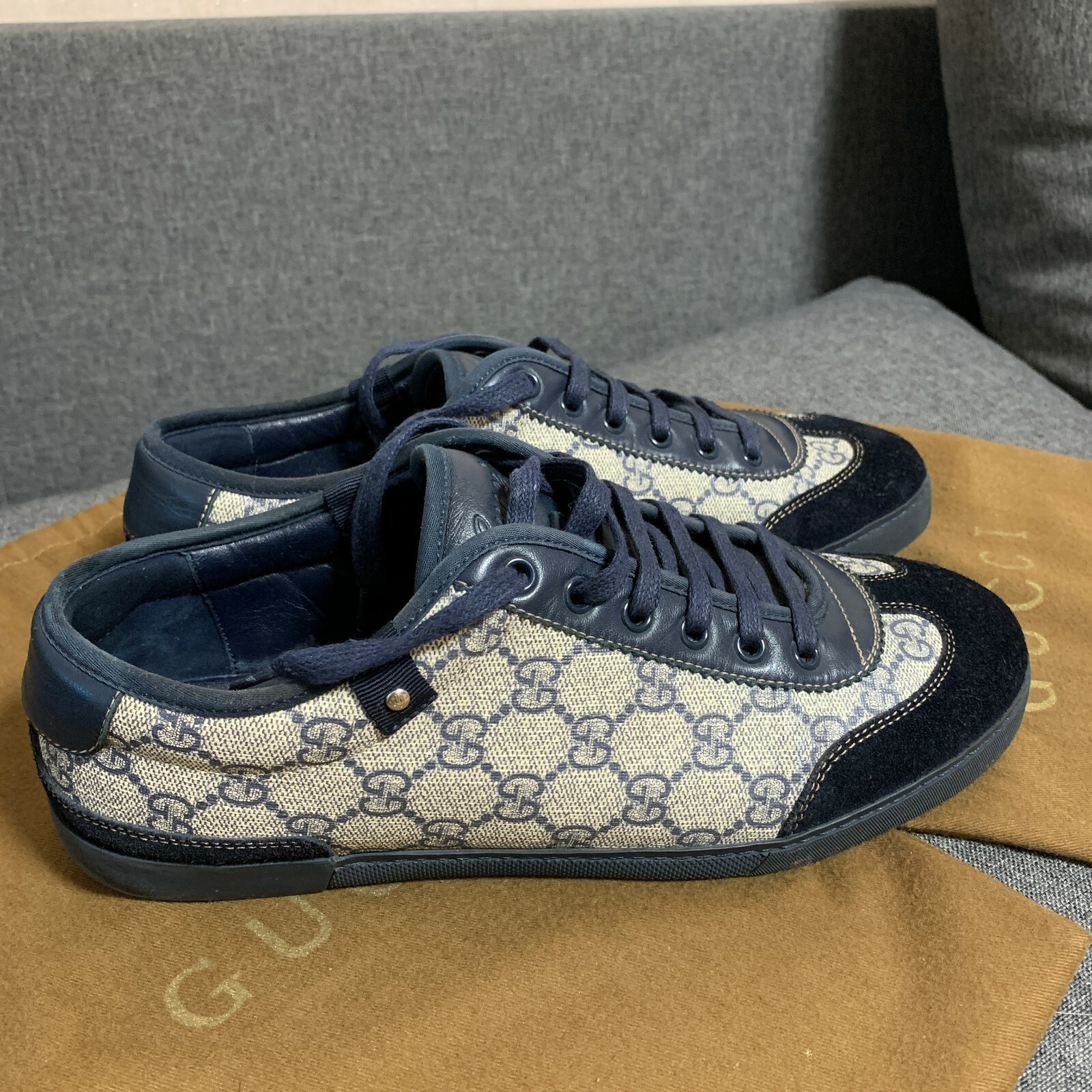 GUCCI GG 204282 PLUS rivestita in Tela Scarpe Da Ginnastica in Pelle  Scamosciata Scarpe Da Ginnastica EUR 164,83 - PicClick IT