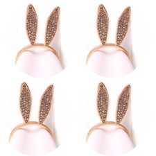 4x Glitter Crystal Bunny Shape Napkin Ring Rhinestone Alloy Placemat Buckle Cute
