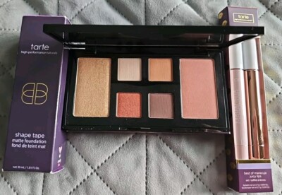 Original Tarte Eye & Cheek Palette/Shape Tape Matte Foundation/Lippe Brandneu