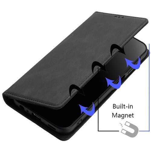 Pour iPhone 16e Téléphone Coque Cuir PU Vegan Carte d'identité Porte Monnaie Fermeture Magnétique - Photo 8 sur 35