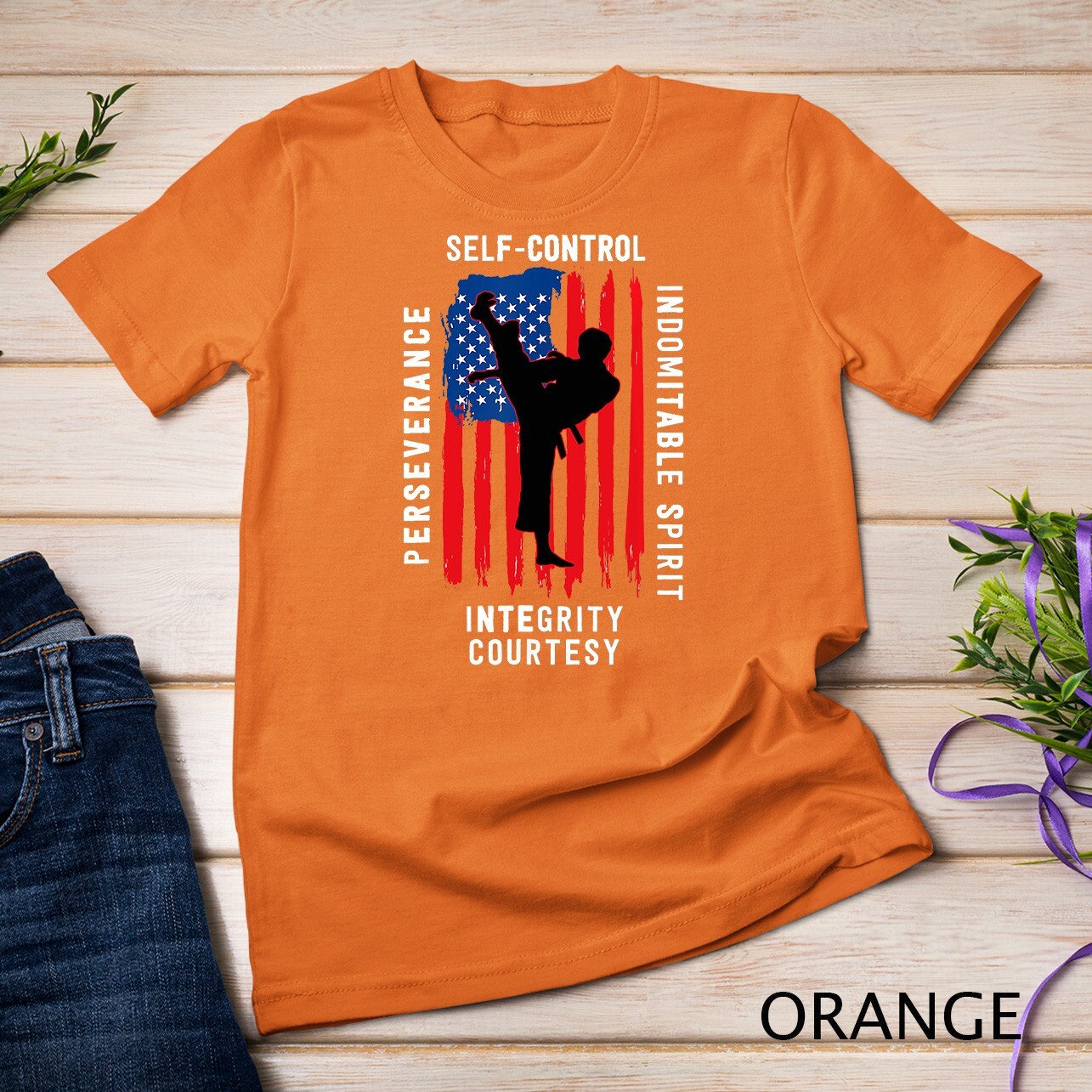 Taekwondo 5 Tenets Martial Arts Sports USA Flag Unisex T-shirt