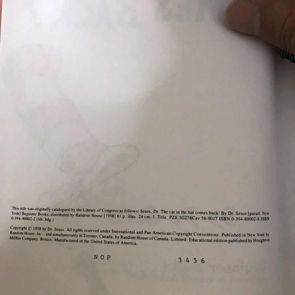 The Cat in the Hat Comes Back 1958 Dr Seuss Beginner Books 1st Edition Foto 3 de 4