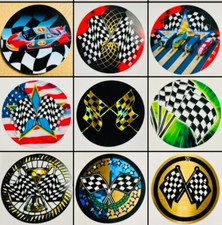 Mylar Stickers 2" 5/.99 Racing Flags Sports Party Trophy Scrapbook YOU CHOOSE