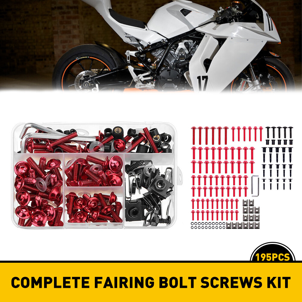 195PCS Motorcycle Complete Fairing Bolt Kit Body Screw Set
