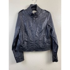 Jack Faux Leather Moto Jacket Womens Size Large Motorcycle Biker Rider Neutral