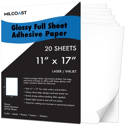glossy full sheet adhesive paper