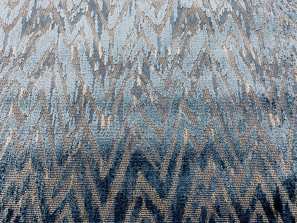 Kravet Couture Flamestitch Cut Velvet Fabric- Les Antibes / Indigo 2.50 yd - Image 3 of 4