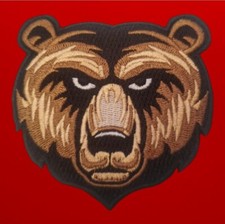 Bear Patch. Iron On Backing. Embroidered. 3"x 3"