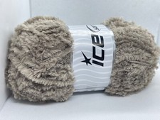 Mushroom Brown Panda Fuzzy Plush Yarn 100 Gram, 87 Yards Ice 59011 Short Eyelash