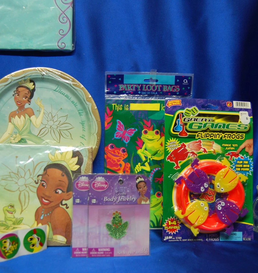 Juego de fiesta Princess & The Frog # 14 platos servilleta mantel globos juegos anillos Foto 4 de 4