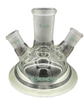 CHEMGLASS Glass 3-Neck Reaction Vessel Lid 24/40 14/20 60mm Flange CG-1940-A-01