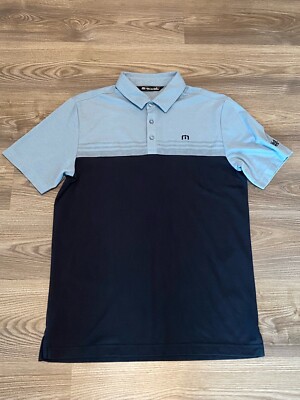 ゴルフシャツ Travis Mathew Blue Chock A Block Golf Polo Shirt Men's Size Medium