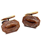 Vtg. Antique Gold Filled Ornate Octagonal Cuff Links Blank Monogramm Space Nice!