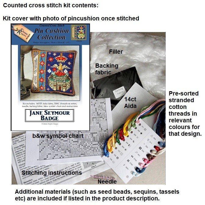 Jane Seymour Badge Counted Cross Stitch Pincushion Kit, Sheena