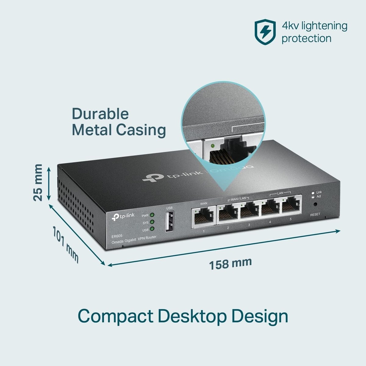 NEW TP-Link ER605 Omada Gigabit Multi-WAN VPN Router TL-R605