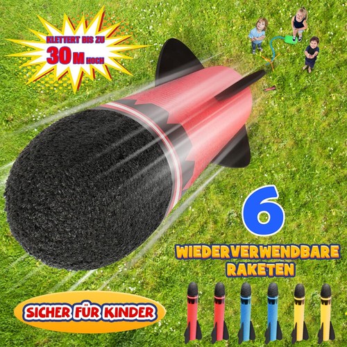 Rakete Luftdruck Outdoor Spielzeug für Kinder - Geschenke für Jungen Mädchen Neu - Bild 6 von 16