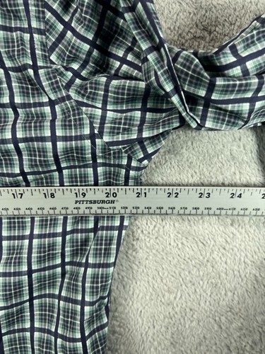 Perry Ellis Mens Medium Plaid Shirt Button Up Long Sleeve Navy Blue Green Cotton - Picture 5 of 12