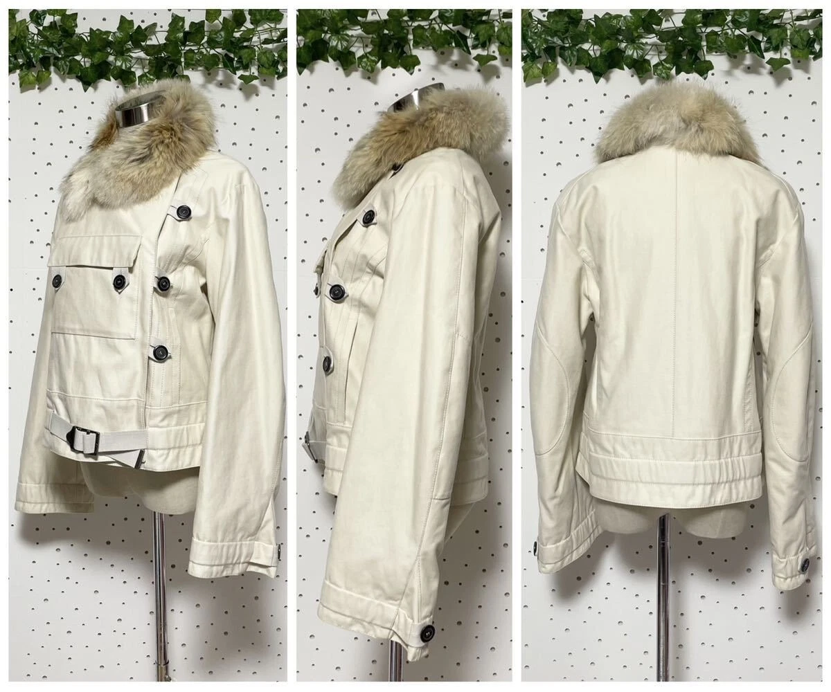 LOUIS VUITTON（LV） Giacca blusa con cintura pelliccia Louis Vuitton modello collezione autentica 38 avorio