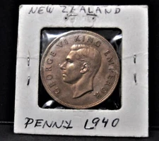 New Zealand 1 Penny 1940 ( 1 St type) George VI WAR TIME COIN..