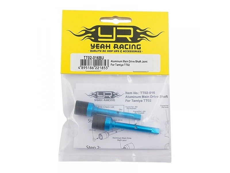 Yeah Racing Aluminum Main Drive Shaft + Joint Cardano per Tamiya TT02 1/10 RC - Immagine 3 di 4