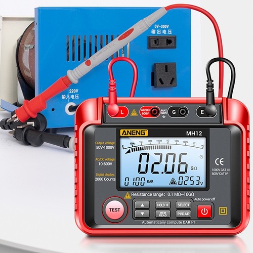 MH12 Megger Meter Digital Insulation Resistance Tester Megohmmeter With LCD - Foto 3 di 15
