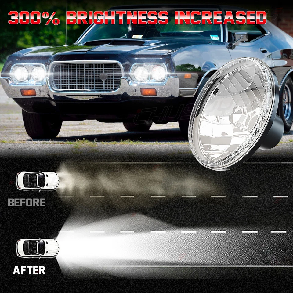 Faros LED redondos 4 piezas 5,75" 5-3/4" para camioneta GMC C15/C1500 1961-1972 C2500 Foto 4 de 4