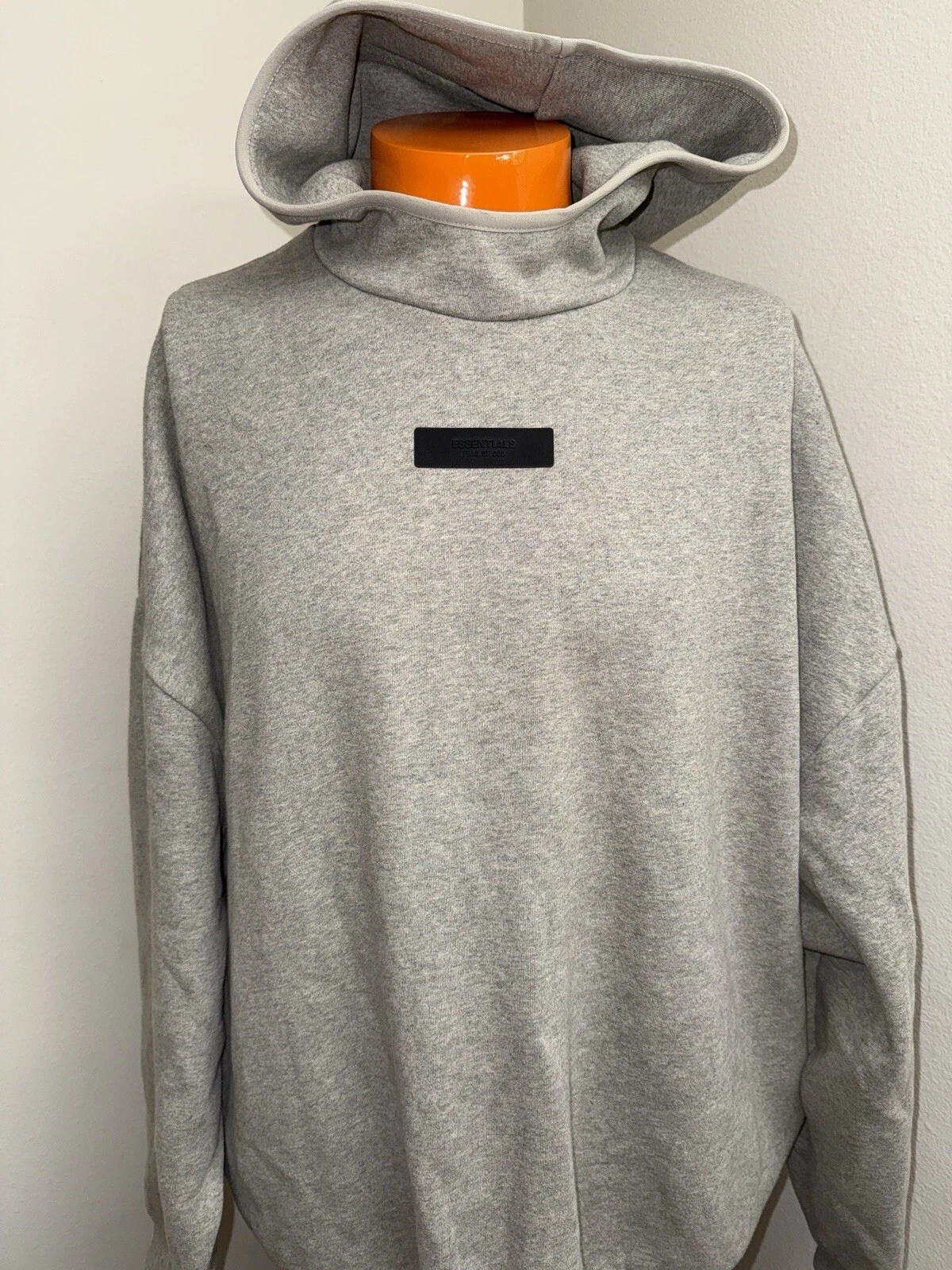 Felpa con cappuccio Fear of God Essentials taglia XL uomo erica avena collo alto calda