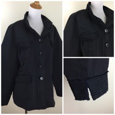 Jane Post Italy Womens Sz Xl Black Layered Mini Pleats Detail Slit Sleeve Jacket