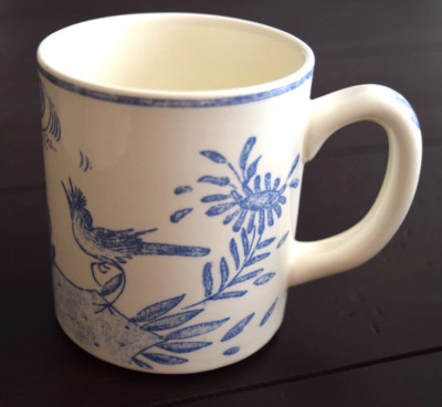 Vintage GIEN France Blue Flowers & Birds OISEAU BLEU Dining Wear