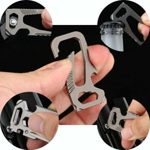 Outdoor Titan TC4 Schlüsselanhänger Karabiner Flaschenöffner Tragbar Multi EDC Werkzeug - Bild 10 von 12
