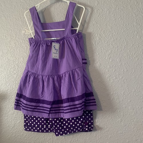 G&J Relations Glitter Princess/ Flower Polk a Dot Shorts Purple Set Size 8 Girls - Picture 5 of 7