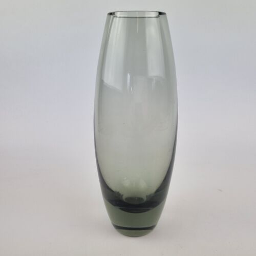 Vintage Mid Century Holmegaard Smokey Glass Vase By Per Lutken Signed 22.5cm - Picture 1 of 12