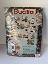 Vtg 1991 Bucilla Jolly Old St Nick Felt Ornament Kit 82932 Santa Christmas 12pc