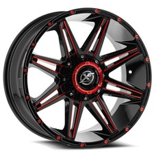 17x9 Xf Off-road Xf-220 Gloss Black Red Milled Wheel 5x55x5.5 0mm