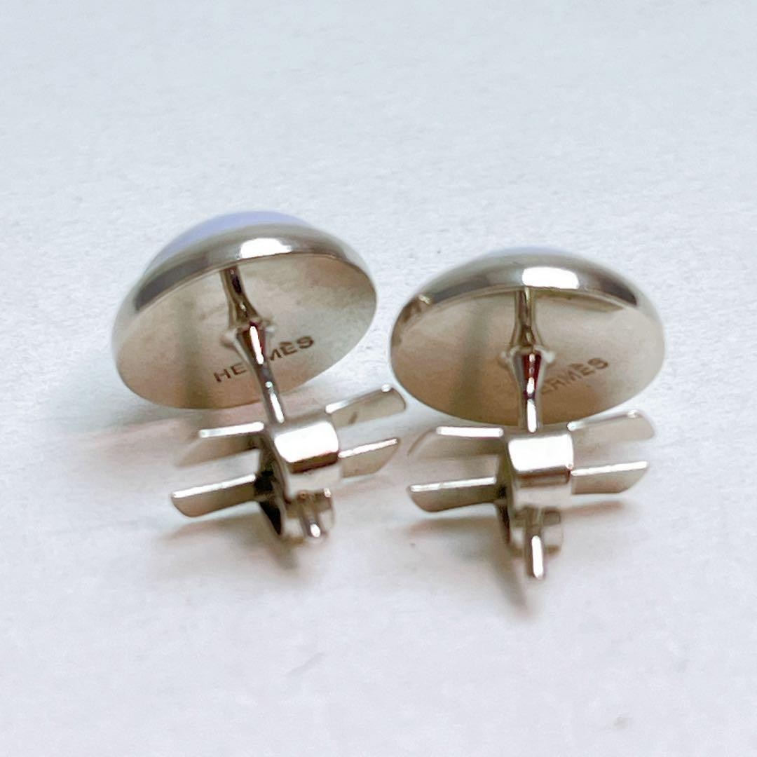 Hermes Eclipse Blue Stone Earrings Silver Base Au… - image 2