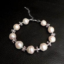 Cultured White Pearl Beaded Bracelet Minimalism Jewelry