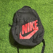 Nike Black Backpack Red Logo Bookbag School Bag Athletic Travel Used