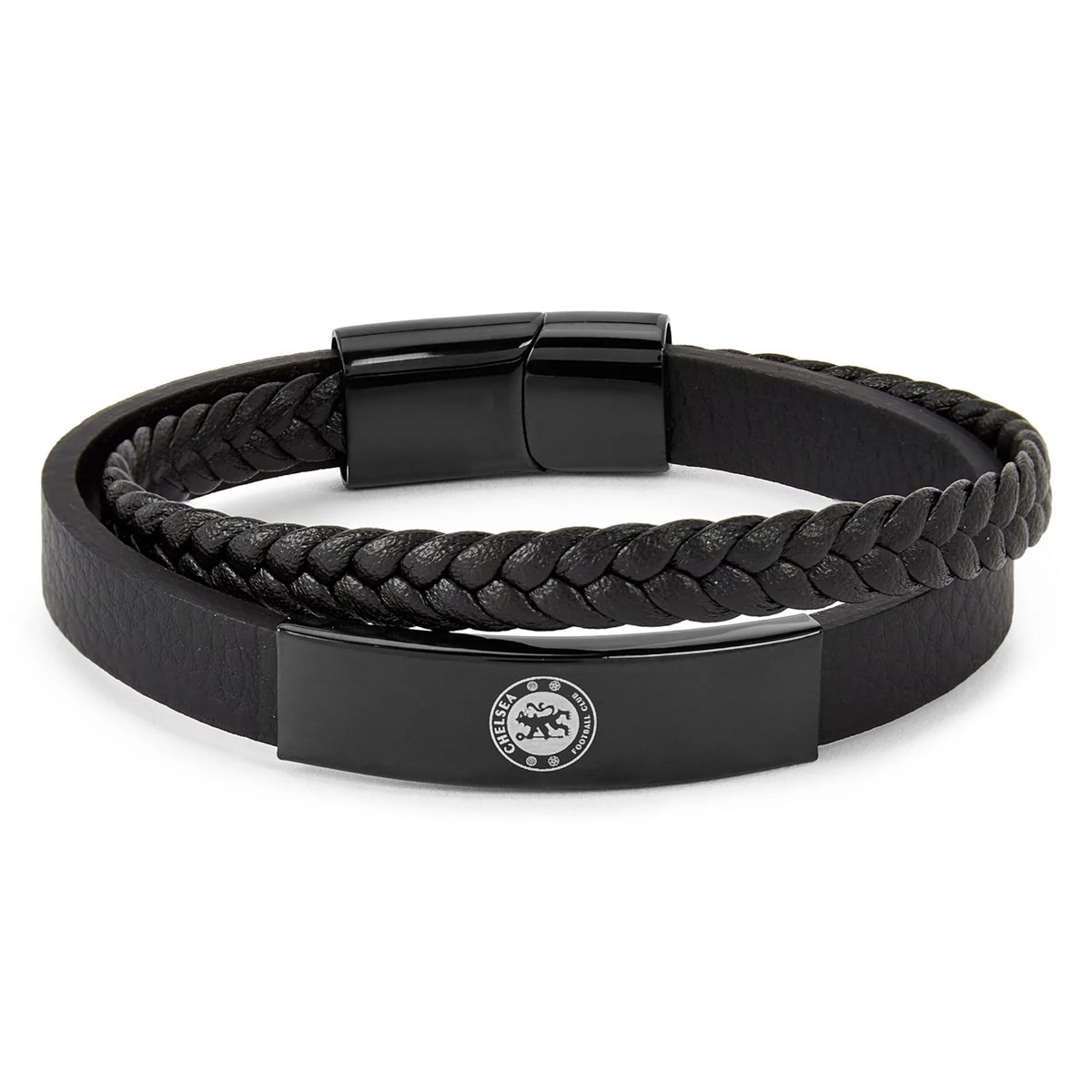 Team Officially Licensed Stainless Steel And Leather Black Ip Bracelet - Chelsea Fc - Image 2