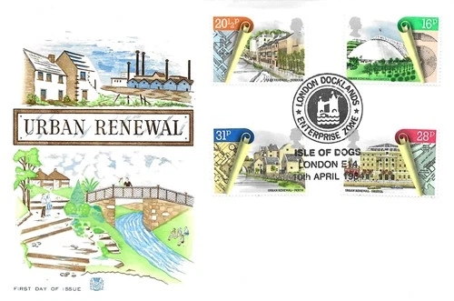 1984 Urban Renewal, Stuart FDC, Isle of Dogs SpHS