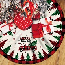 Christmas Tree Skirt Red Buffalo Plaid Xmas Skirts Mat 48 Large,