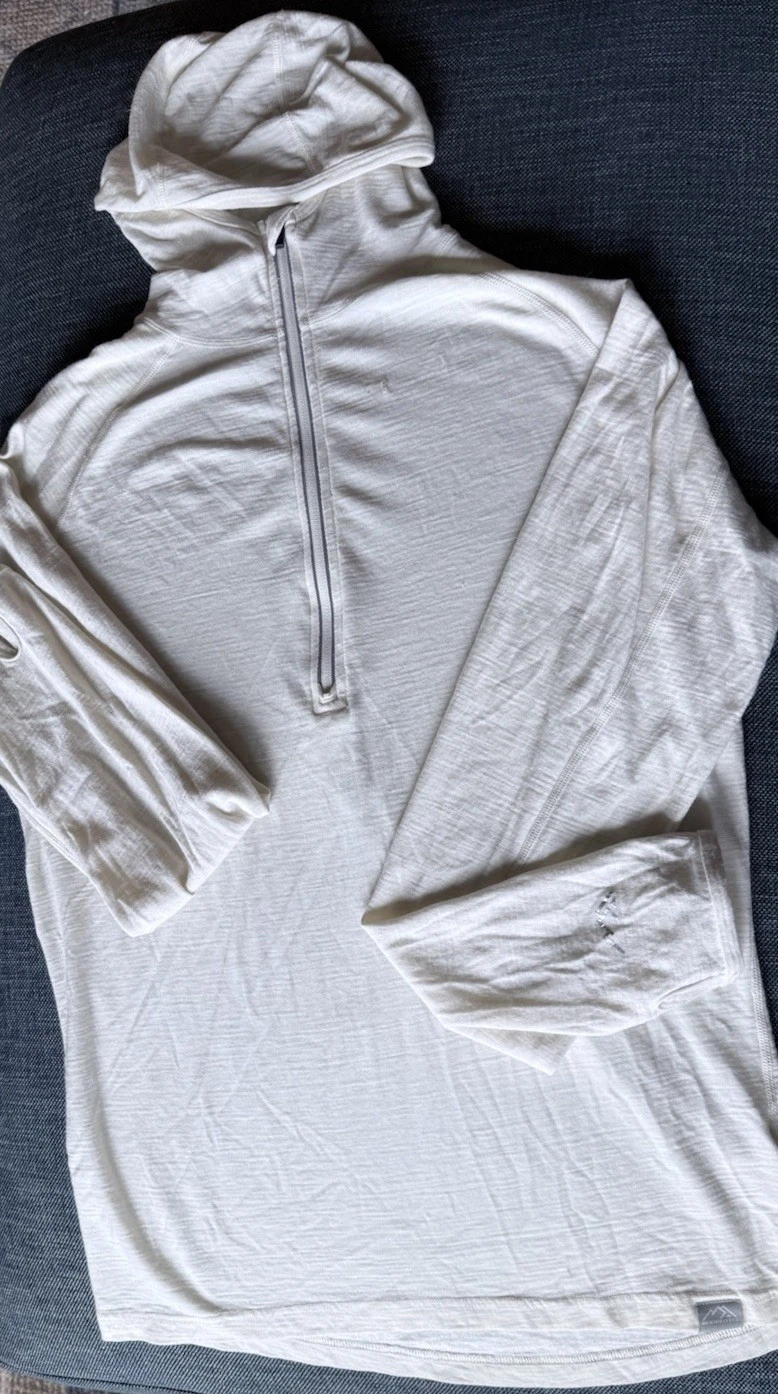 Merino Tech Wool Base Layer Mens Medium Ivory Knit Base Layer Hoodie 1/4 Zip
Opens in a new window o