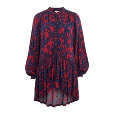 Free People Black Combo Floral Print Button Front Mini Dress Size M