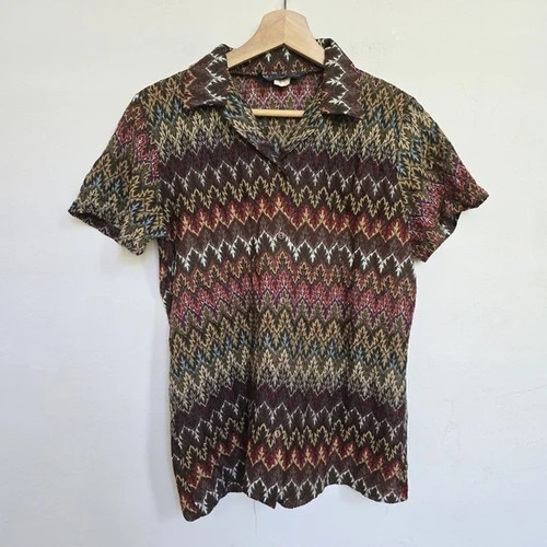 Vintage 70s Mad LA Leaf Print Button Down Blouse Retro Boho Stretch Top, $44.99 - Photo 2