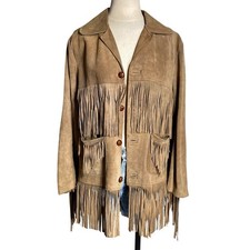 Vintage Leather Fringe Jacket 60s 70s Size Medium