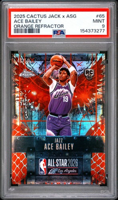 #ad 2025 TOPPS CHROME CACTUS JACK x 65 ACE BAILEY ORANGE REFRACTOR 25 PSA 9 3277 $174.99