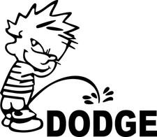 Funny Calvin Peeing On Dodge Sticker Decal Car Truck Window Vinyl