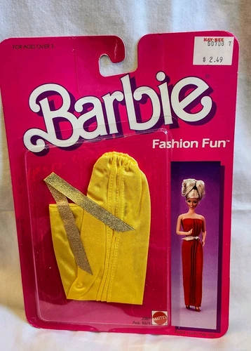 Barbie Fashion Fun Yellow Long Dress Belt 2087-4809 Vintage 1985 NIP Sealed
