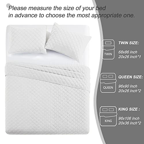 Soft Quilt Set Queen Full Size, 3 Pieces Lightweight Quilts White Bedspreads - Bild 6 von 7